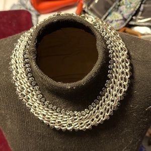 Silver collared necklace Chicos brand silver tone 11/2 wide